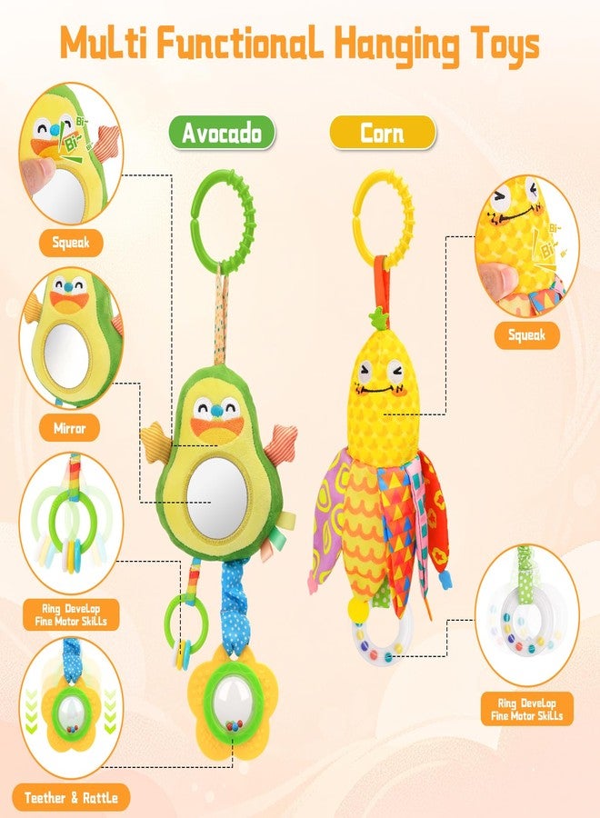 YELUFT Baby Hanging Rattle Toys, 4pcs Car Seat Stroller Toys Crib Plush Toy for Baby Newborn Infant Car Travel Activity with Teether for Boys Girls, Tummy Time for Babies 0 3 6 9 12 Months - Image 5